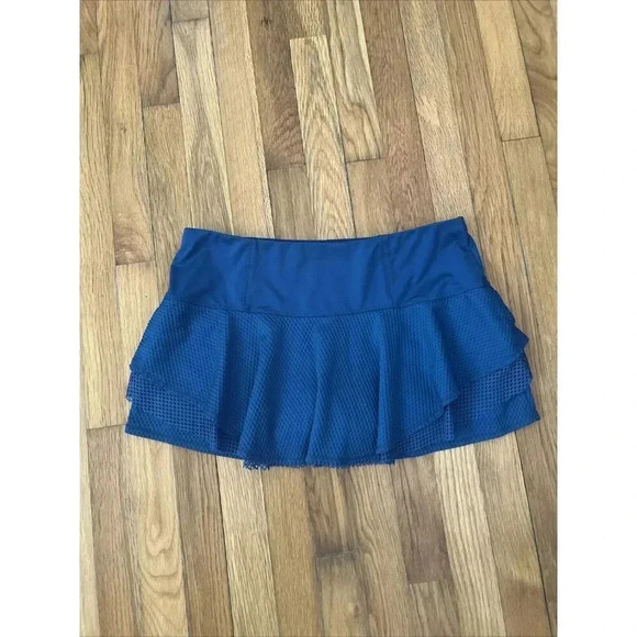 Lucky In Love Women’s Tiered Tennis Skirt BLUE Size L (12) - Picture 5 of 6